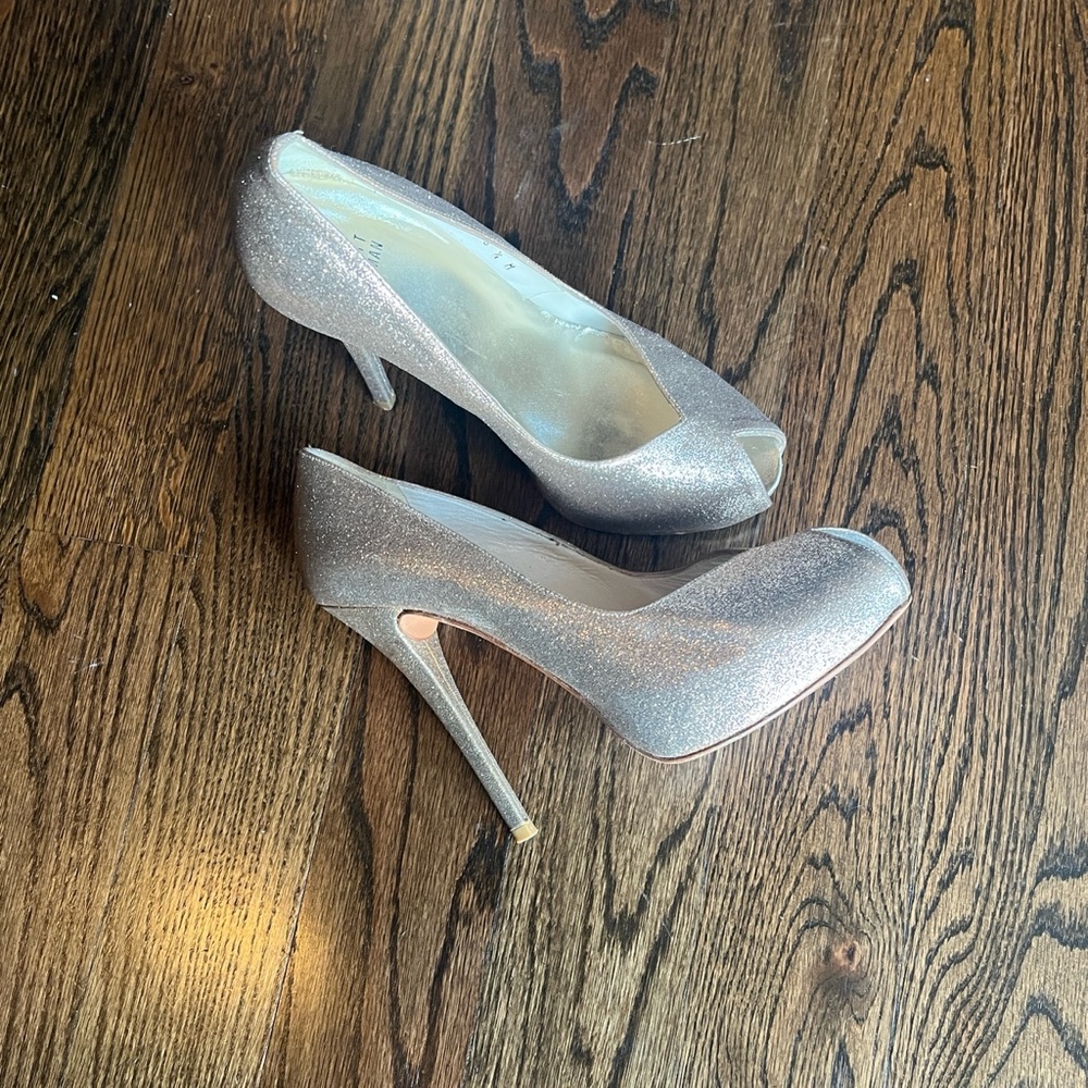 Stuart Weitzman Sparkle Peep-Toe Pumps in -Gold - Picture 15 of 15
